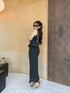 Classy Button Down Peplum Tops With A-Line Skirts Sets